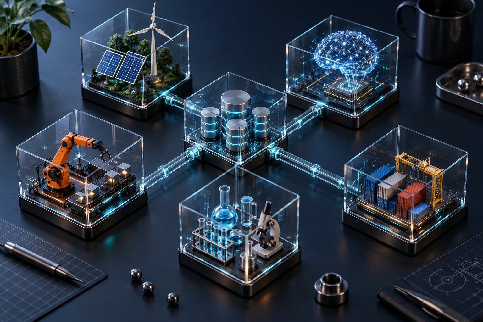 Collection of connected engineering project modules